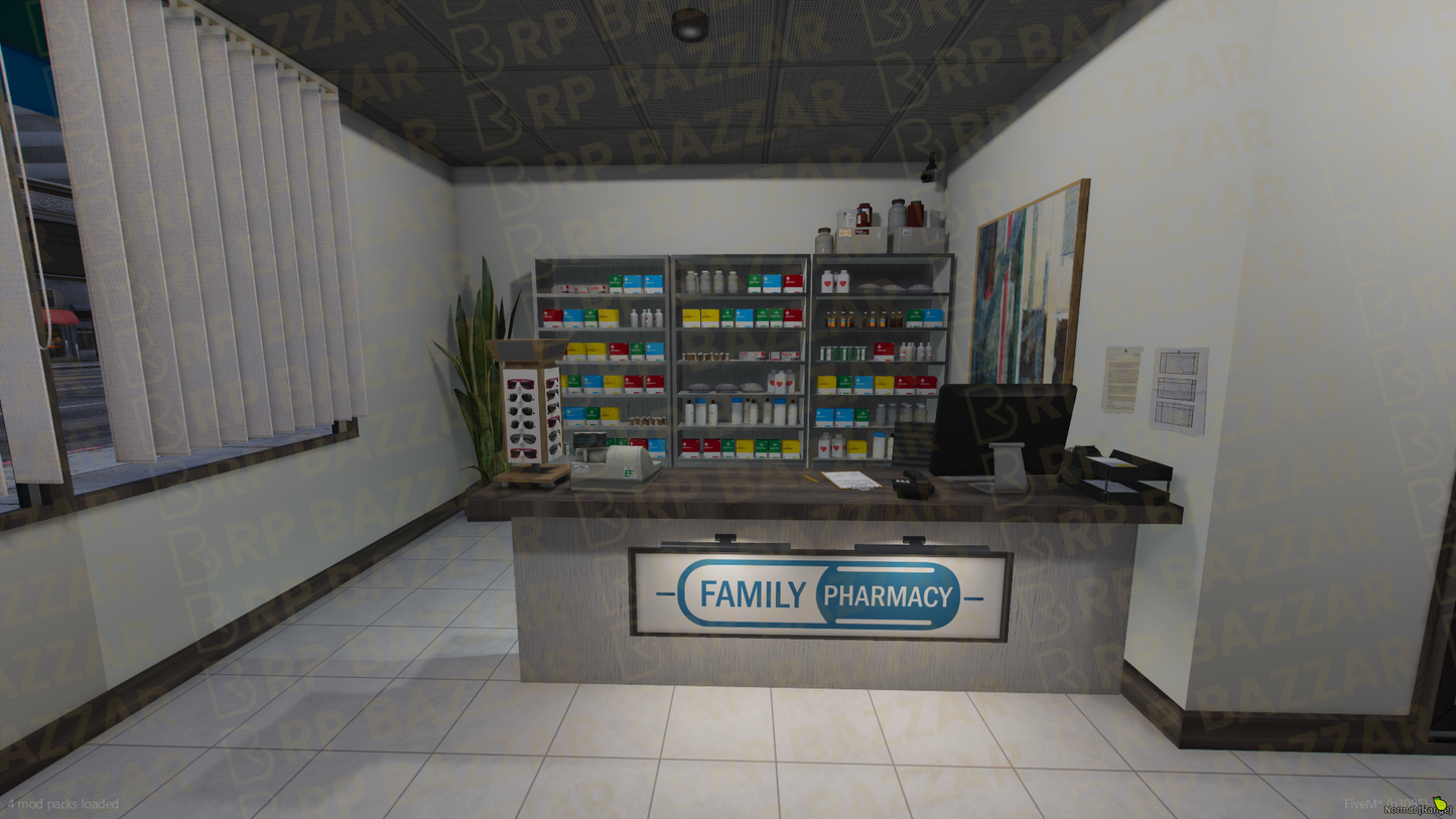 Modern Pharmacy FiveM MLO — GTA RP Interior — ESX QB QBOX — RPBazzar